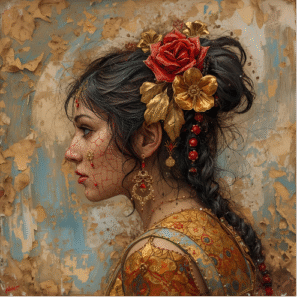 Elegant Traditional Woman Portrait Painting – A Fusion of Beauty, Culture & Art